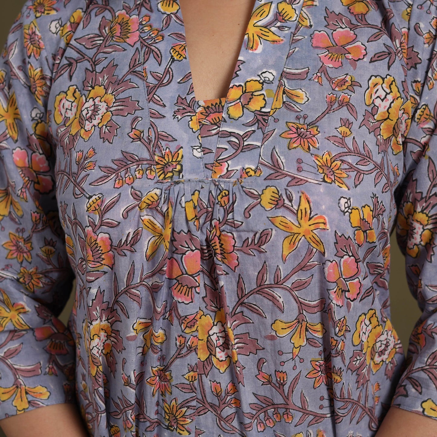 Purple Cotton Sanganeri Block Print Co-Ord Set