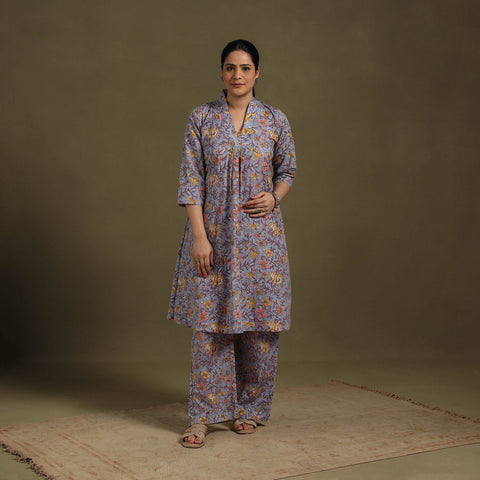 Purple Cotton Sanganeri Block Print Co-Ord Set