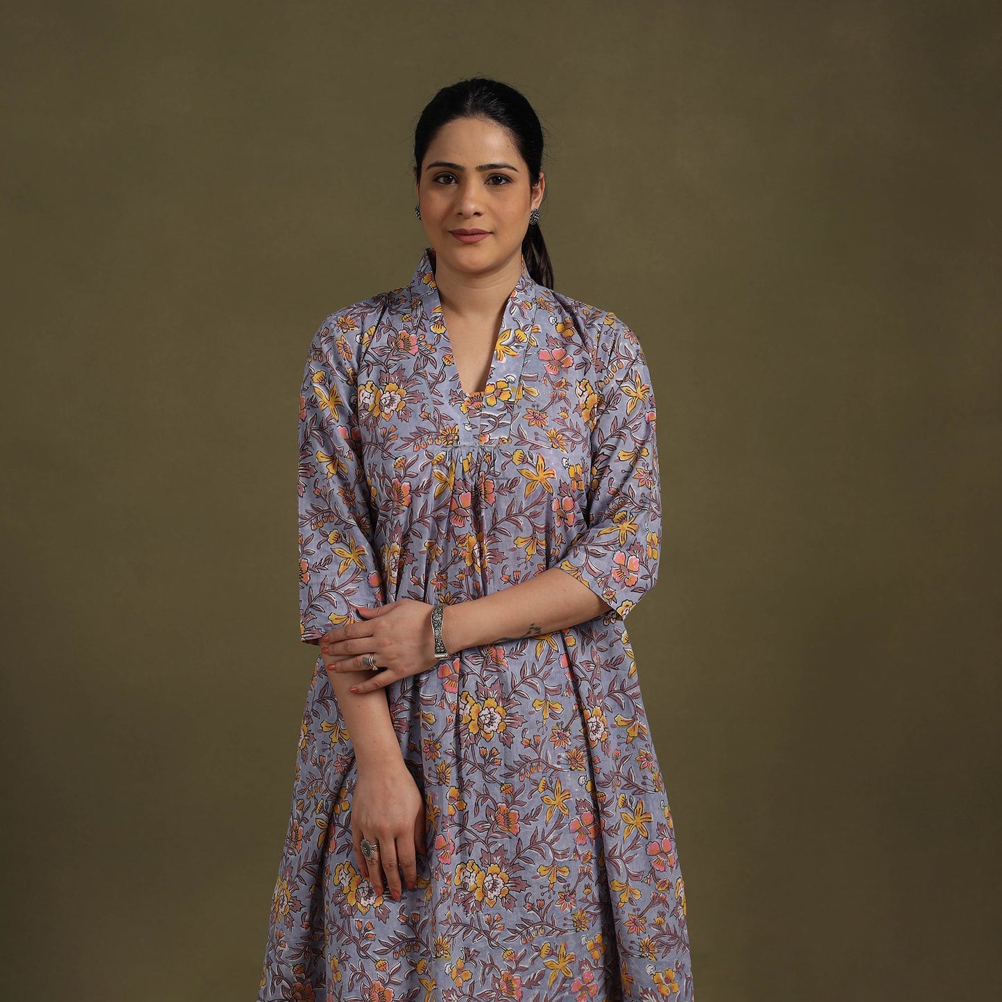 Purple Cotton Sanganeri Block Print Co-Ord Set