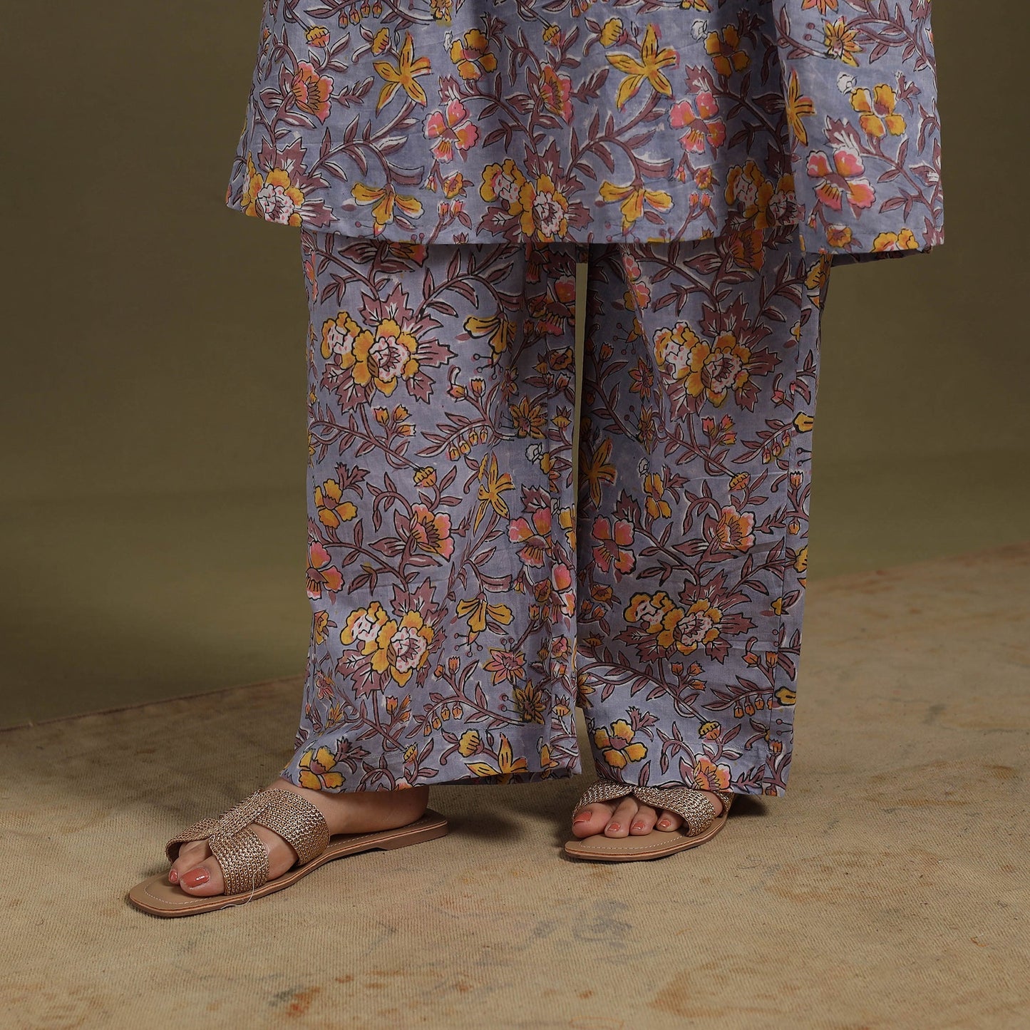 Purple Cotton Sanganeri Block Print Co-Ord Set