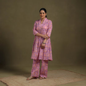 Purple Cotton Sanganeri Block Print Co-Ord Set