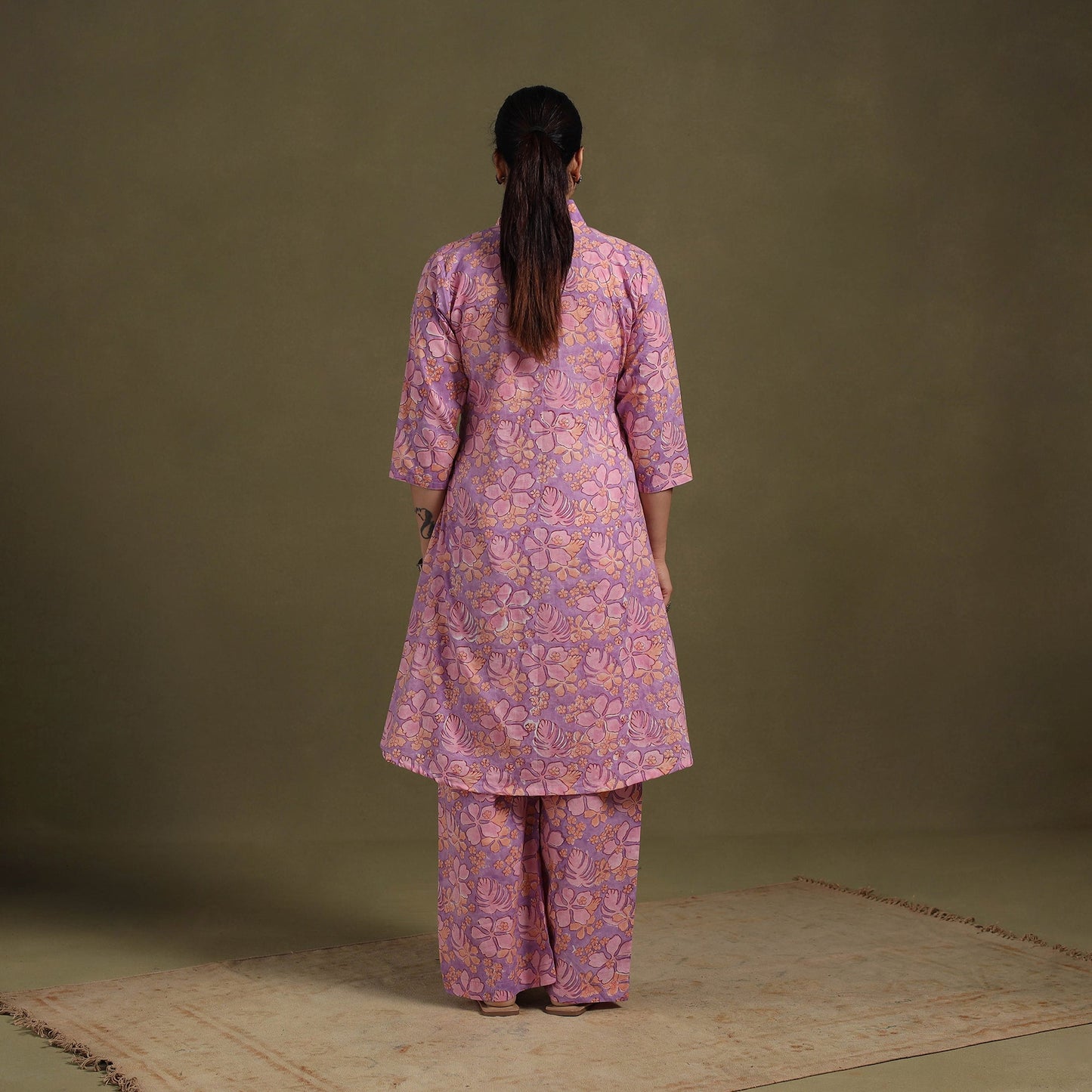 Purple Cotton Sanganeri Block Print Co-Ord Set