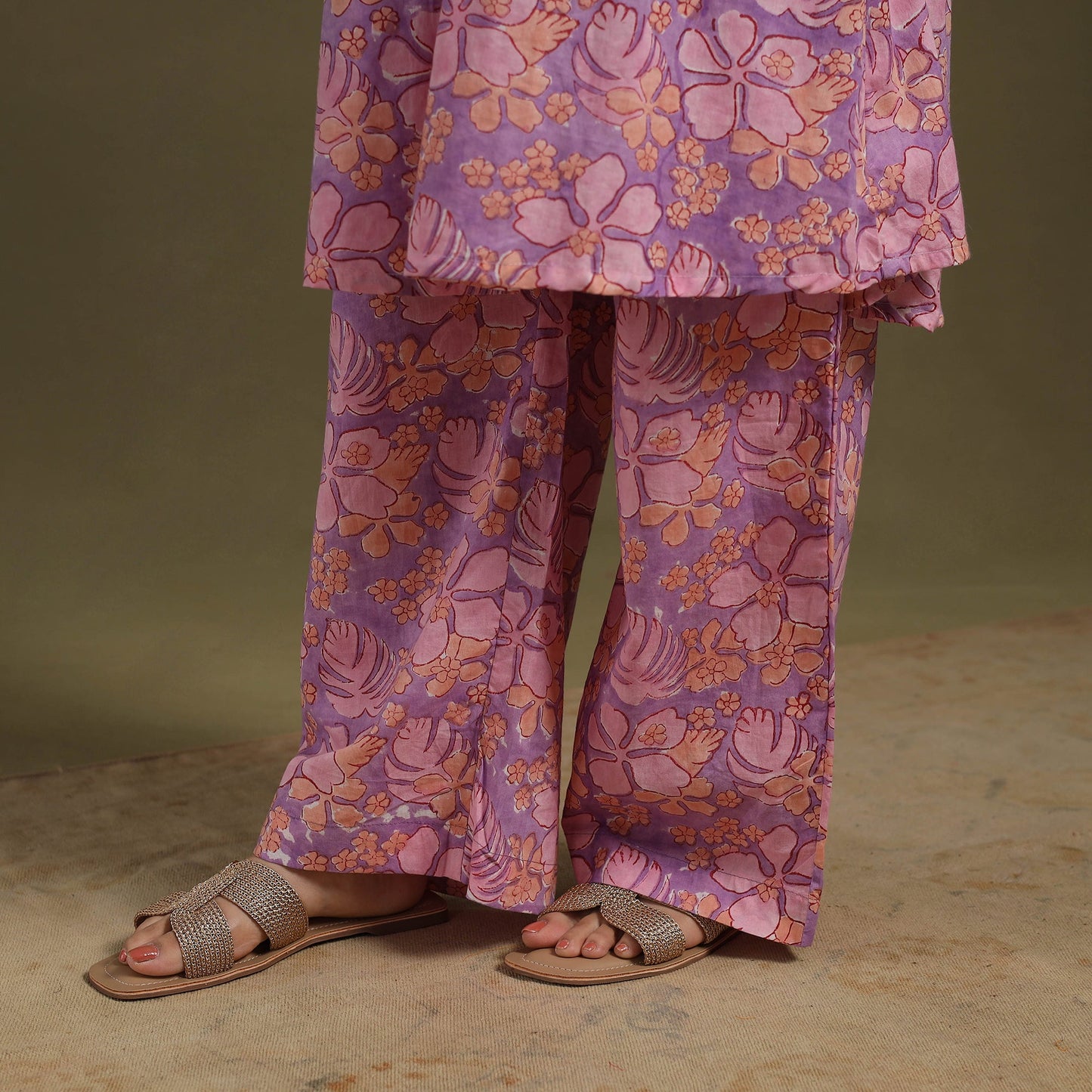 Purple Cotton Sanganeri Block Print Co-Ord Set