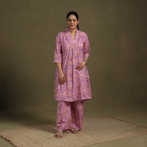 Purple Cotton Sanganeri Block Print Co-Ord Set
