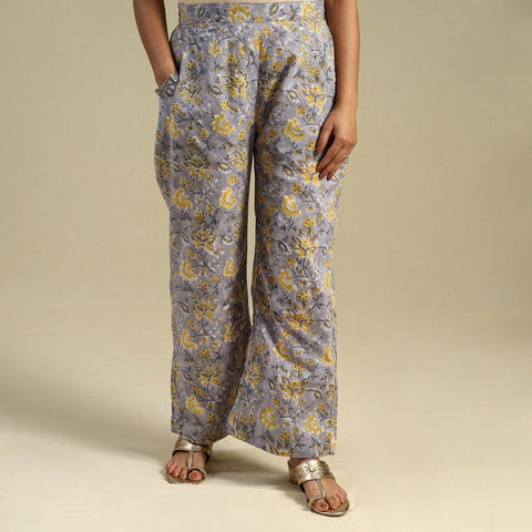 Purple Block Print Cotton Sanganeri Palazzo 