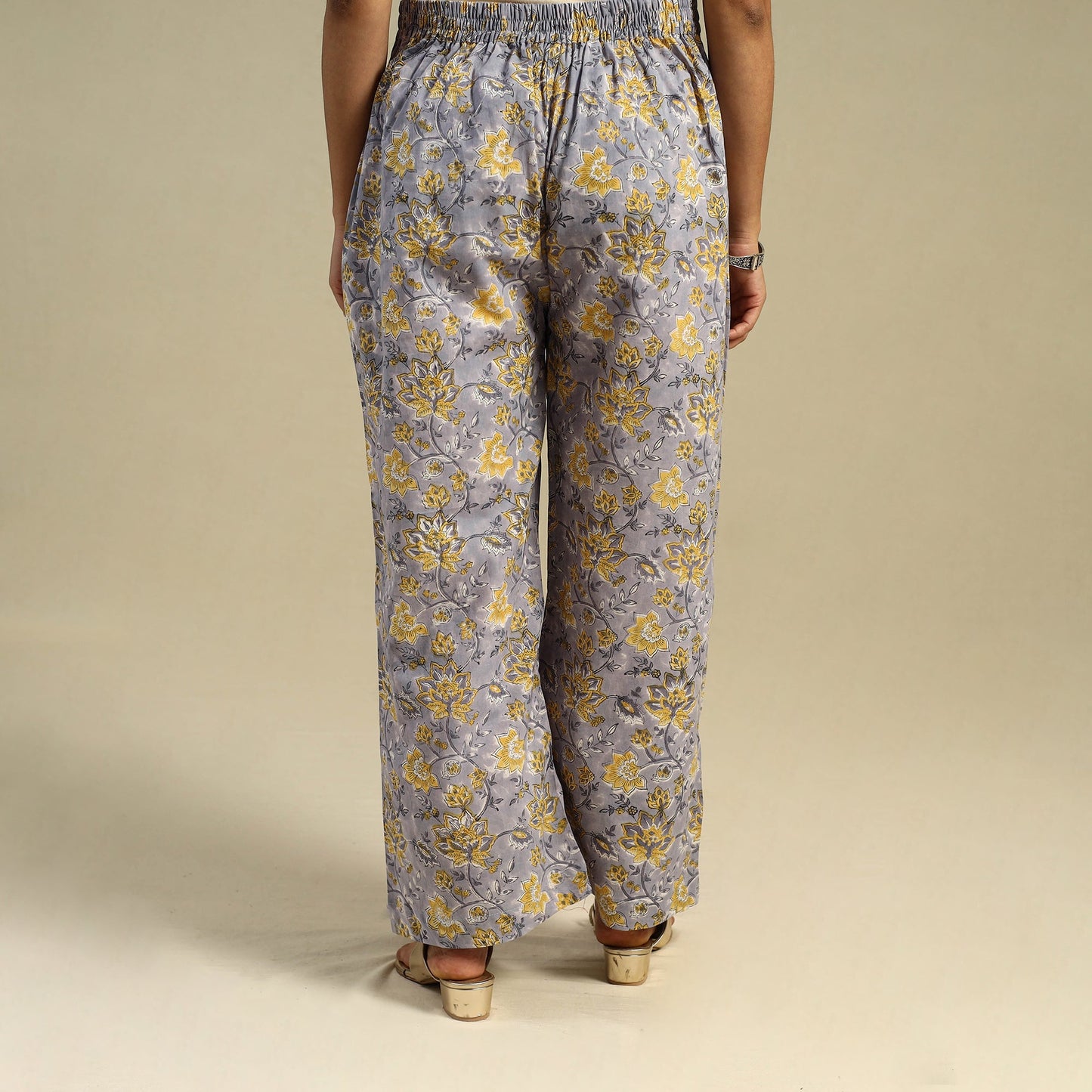 Purple Block Print Cotton Sanganeri Palazzo 