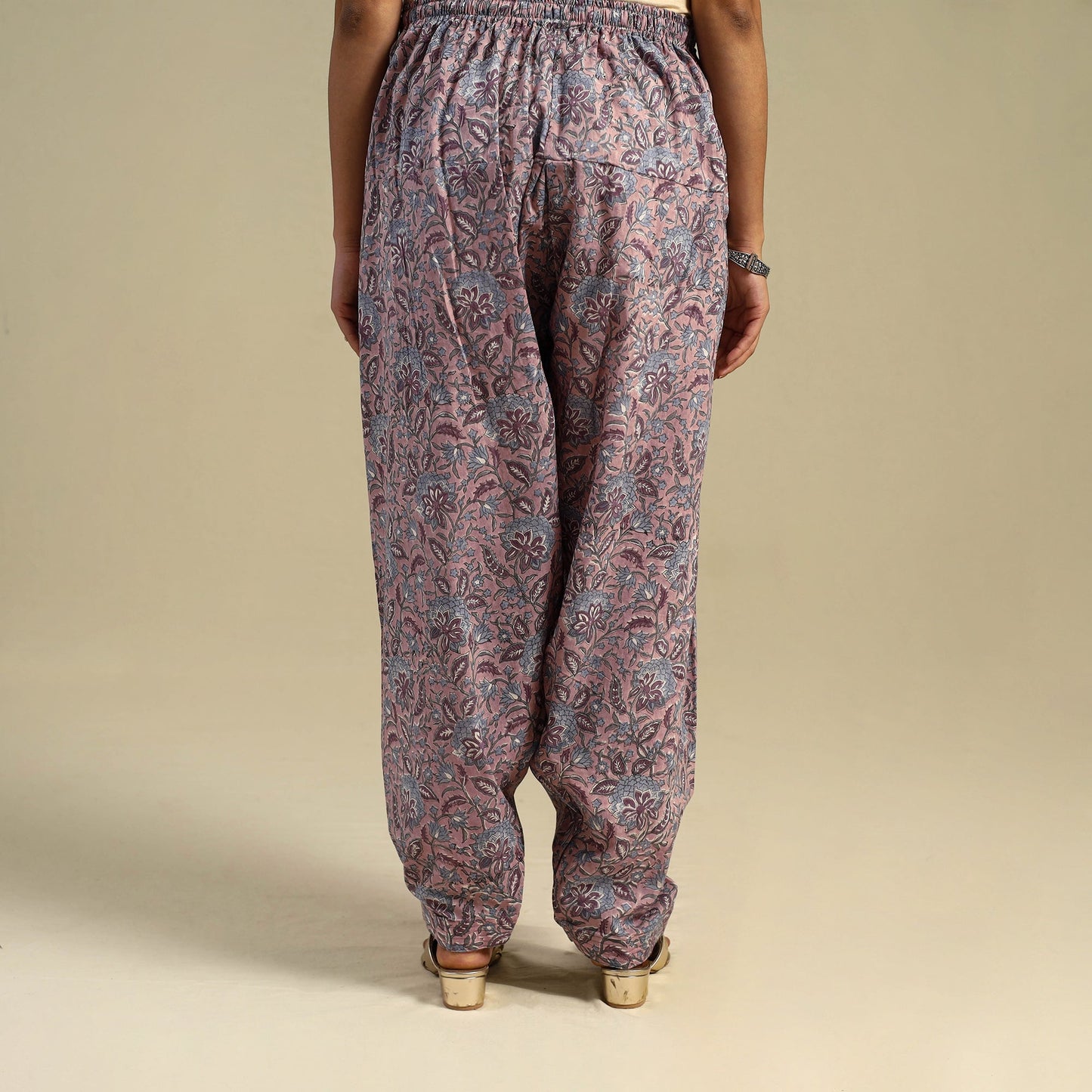 Purple Block Print Cotton Sanganeri Salwar