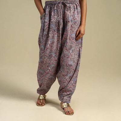 Purple Block Print Cotton Sanganeri Salwar