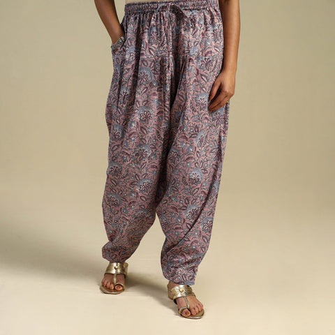 Purple Block Print Cotton Sanganeri Salwar