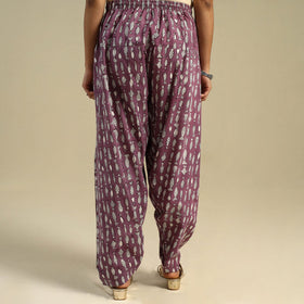 Purple Block Print Cotton Sanganeri Salwar