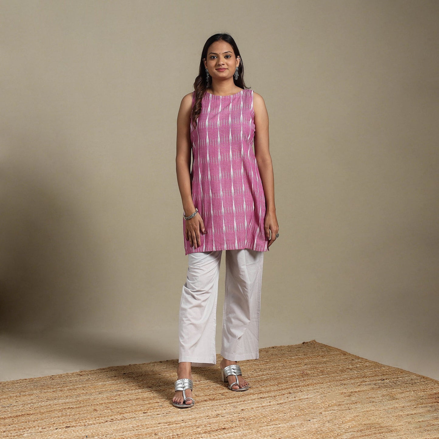 Purple - cotton short pochampally ikat kurta 11