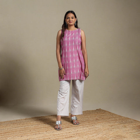 Purple - cotton short pochampally ikat kurta 11