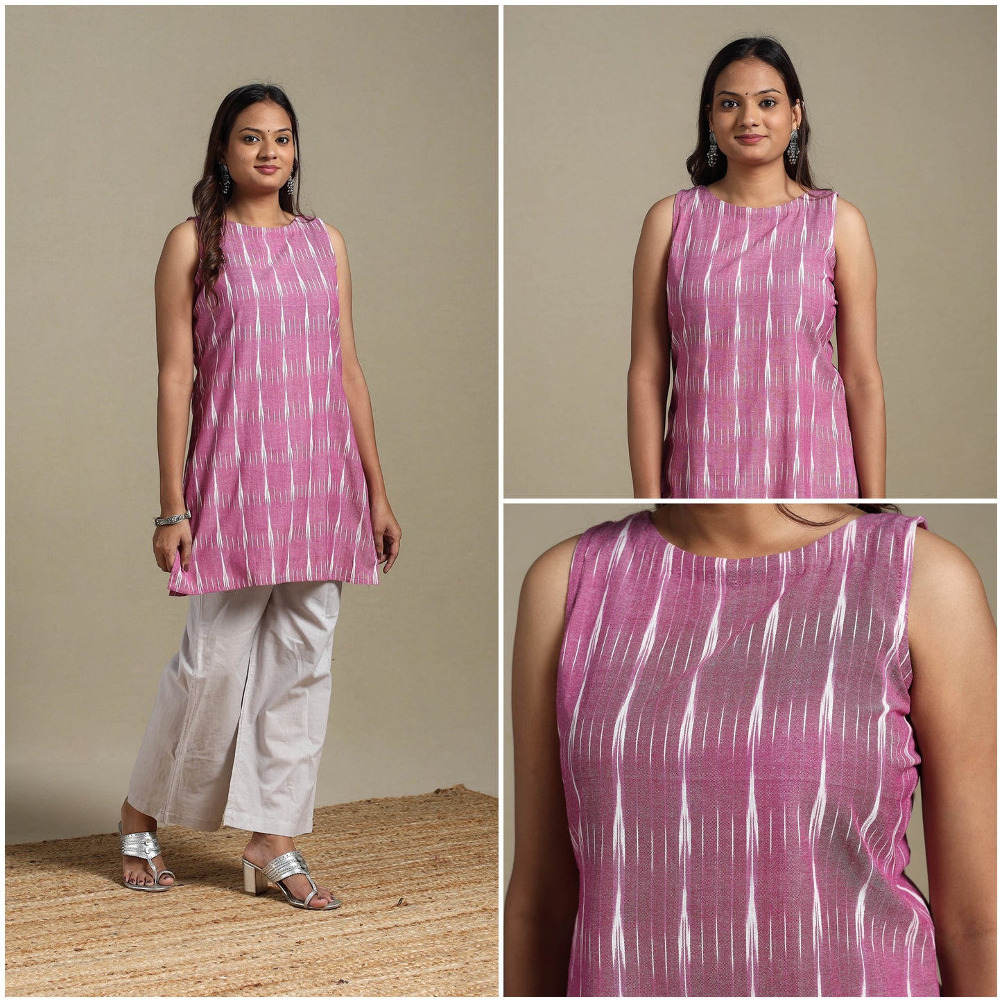 Purple - cotton short pochampally ikat kurta 11
