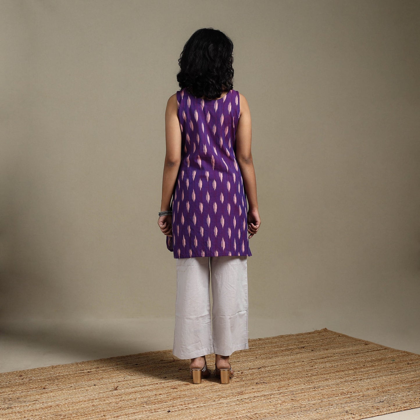 Purple - cotton short pochampally ikat kurta 15