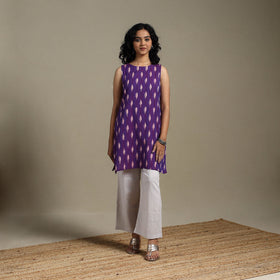 Purple - cotton short pochampally ikat kurta 15