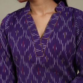 Purple - cotton short pochampally ikat kurta