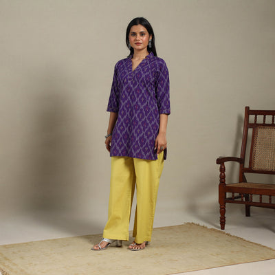 Purple - cotton short pochampally ikat kurta