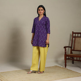 Purple - cotton short pochampally ikat kurta