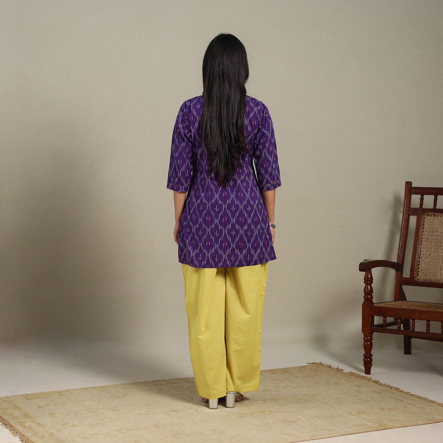 Purple - cotton short pochampally ikat kurta