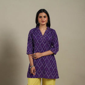 Purple - cotton short pochampally ikat kurta