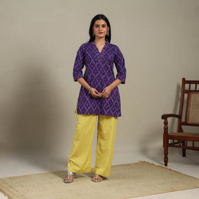 Purple - cotton short pochampally ikat kurta