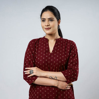 Buy Cotton Straight Jacquard Kurta for Women