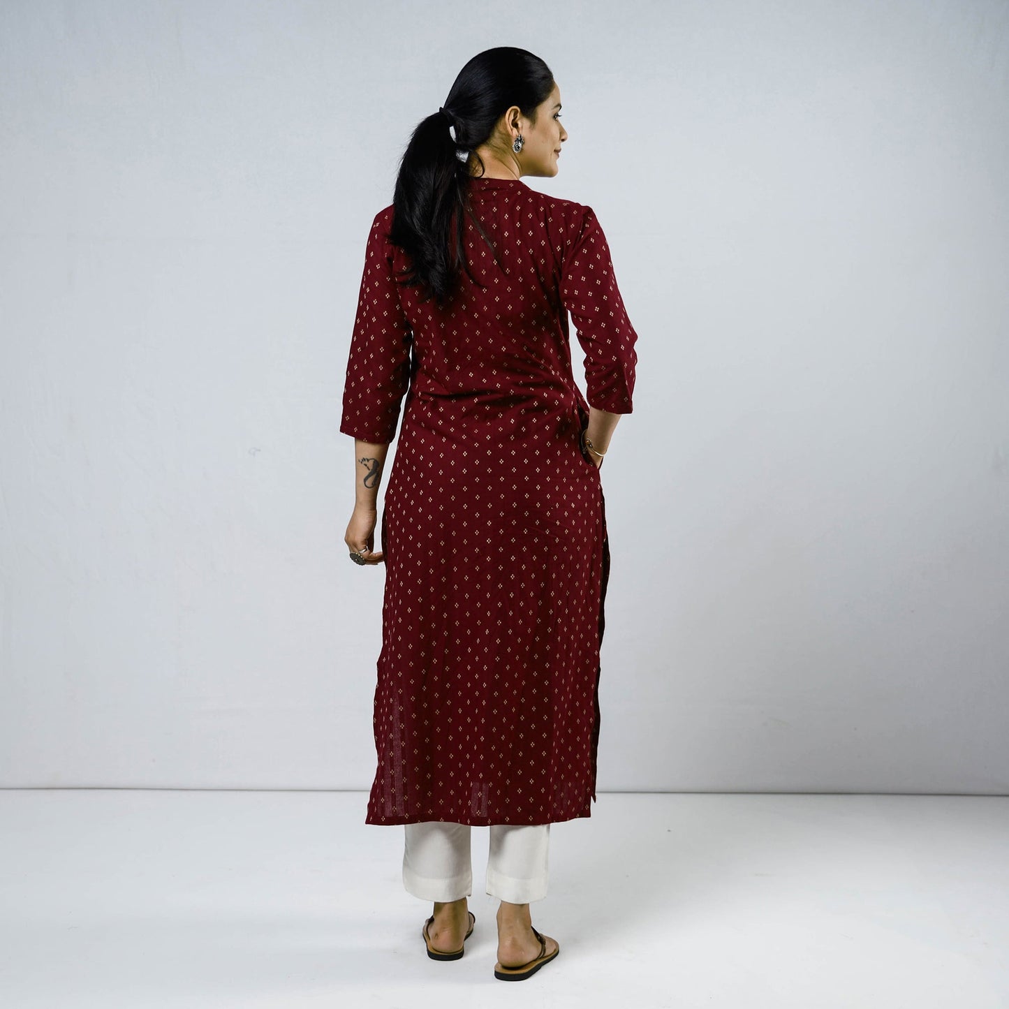 Buy Cotton Straight Jacquard Kurta for Women