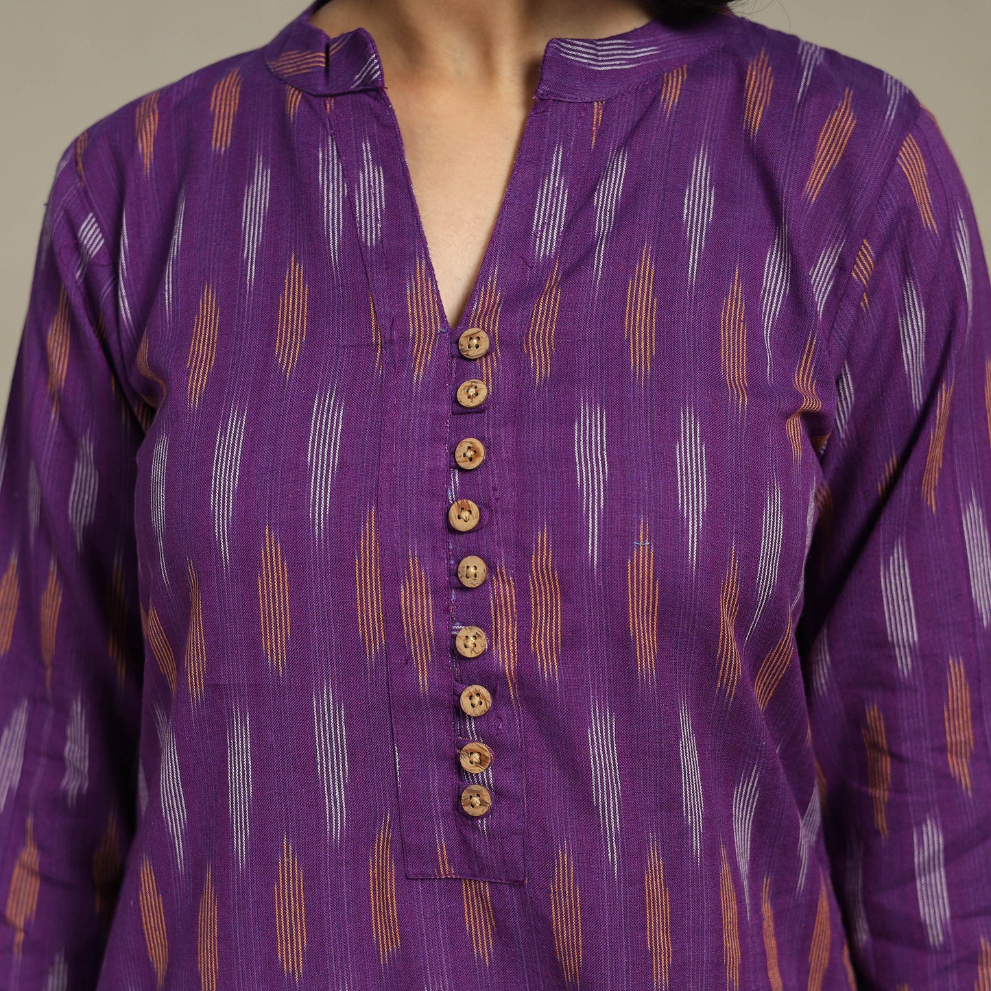 Purple Cotton Straight Pochampally Ikat Kurta