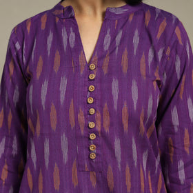 Purple Cotton Straight Pochampally Ikat Kurta