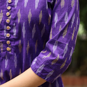 Purple Cotton Straight Pochampally Ikat Kurta for women