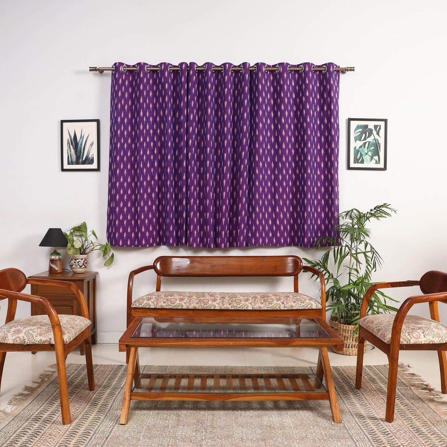 Purple - cotton window pochampally ikat curtain (5 x 3