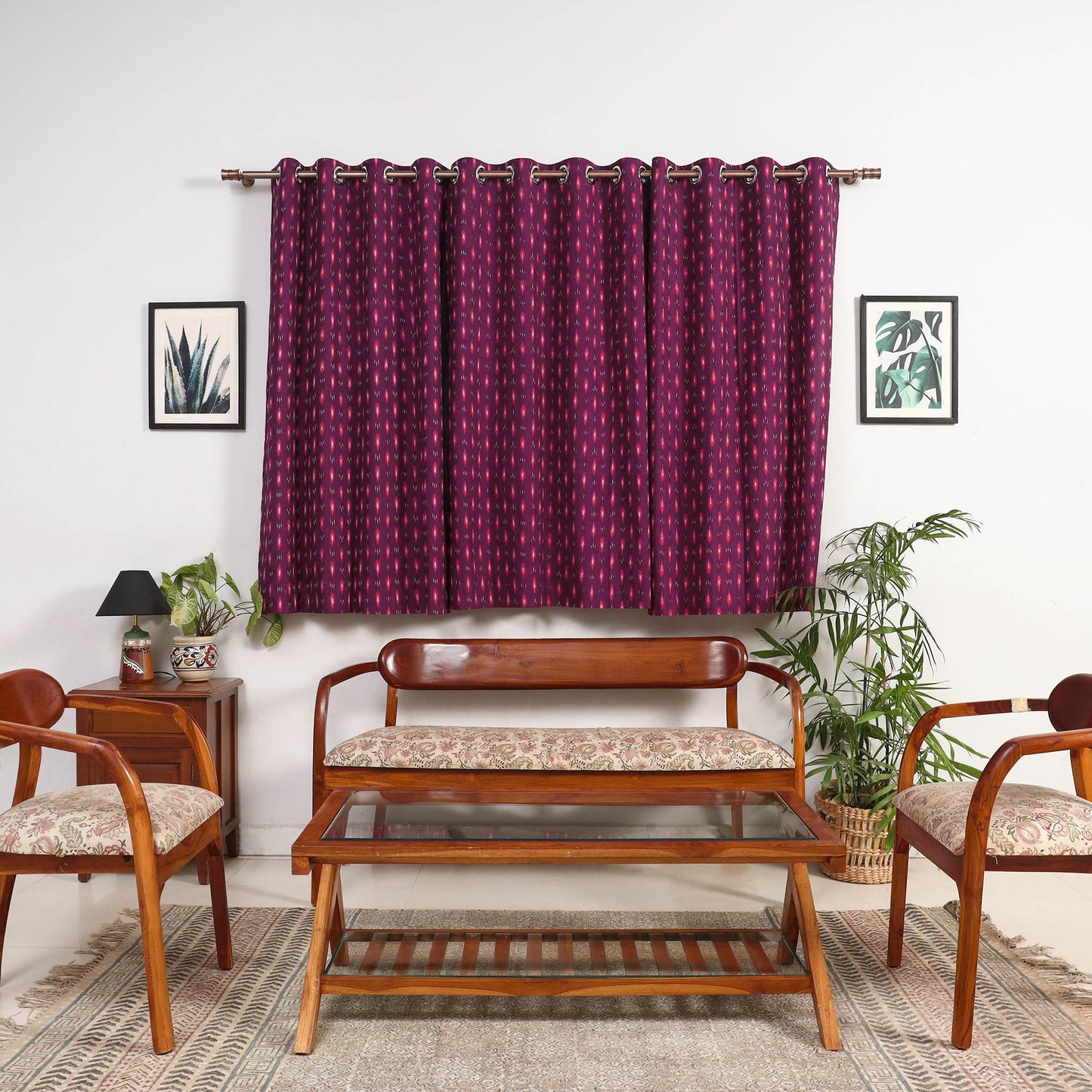 Purple - cotton window pochampally ikat curtain (5 x 3