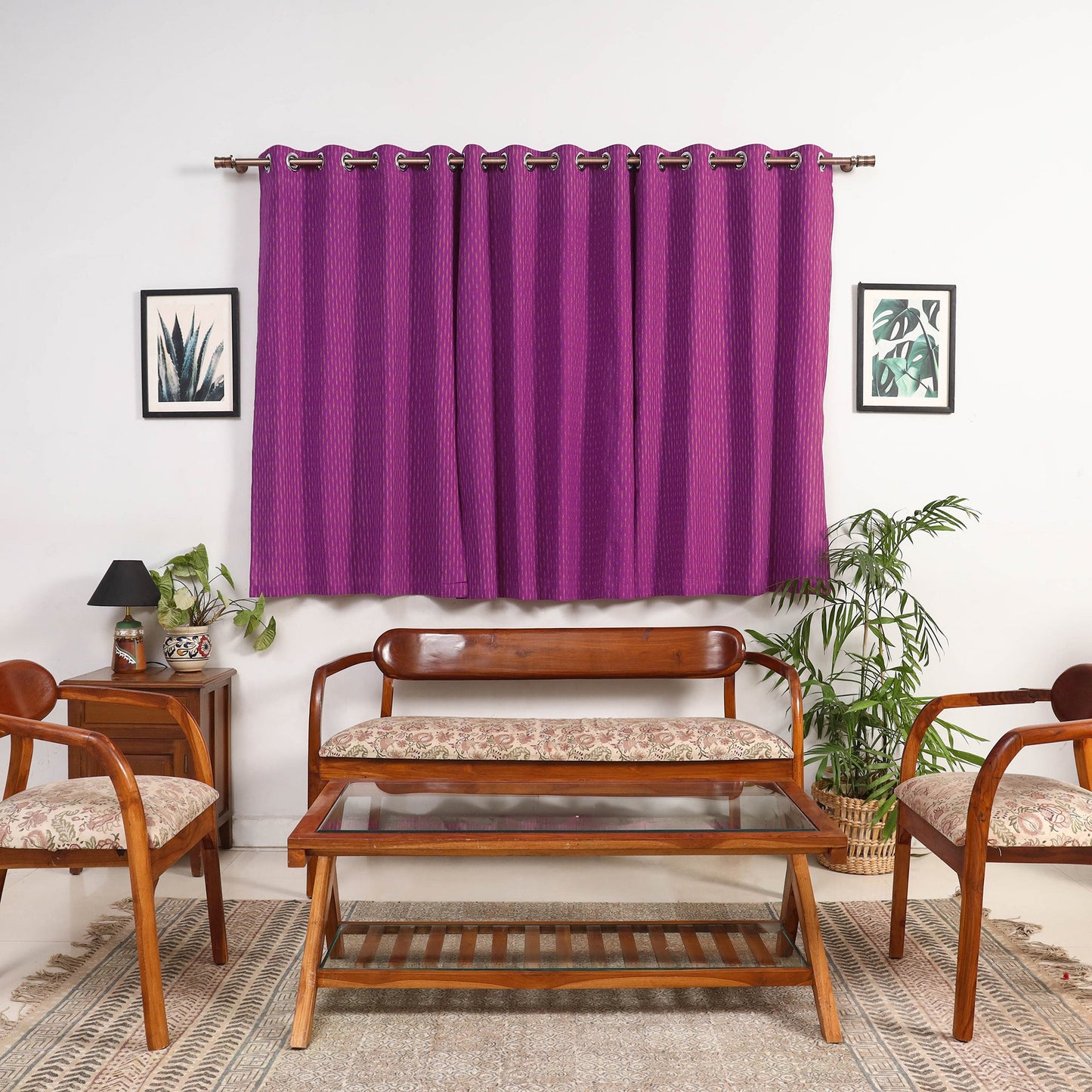 Purple - cotton window pochampally ikat curtain (5 x 3