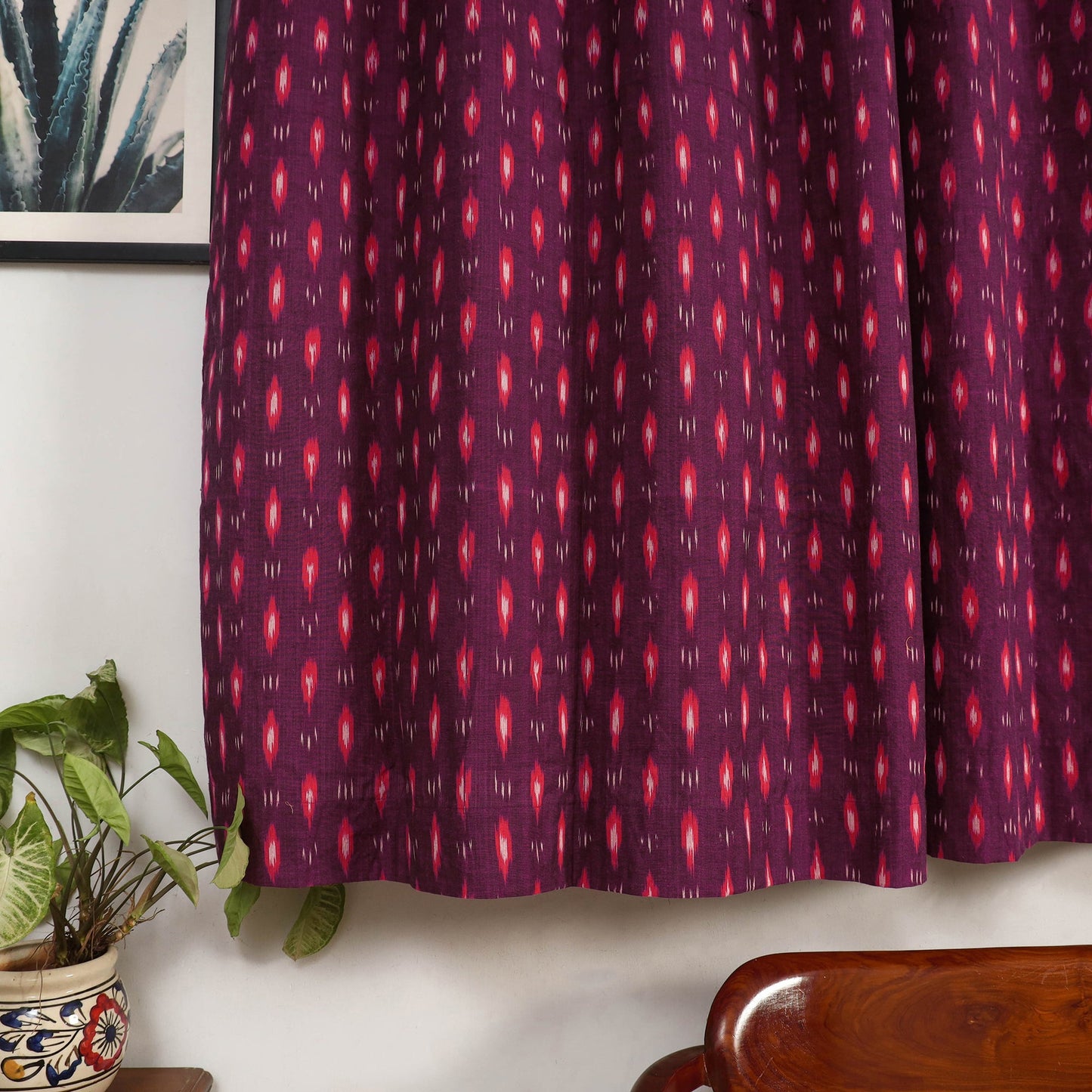 Purple - cotton window pochampally ikat curtain (5 x 3