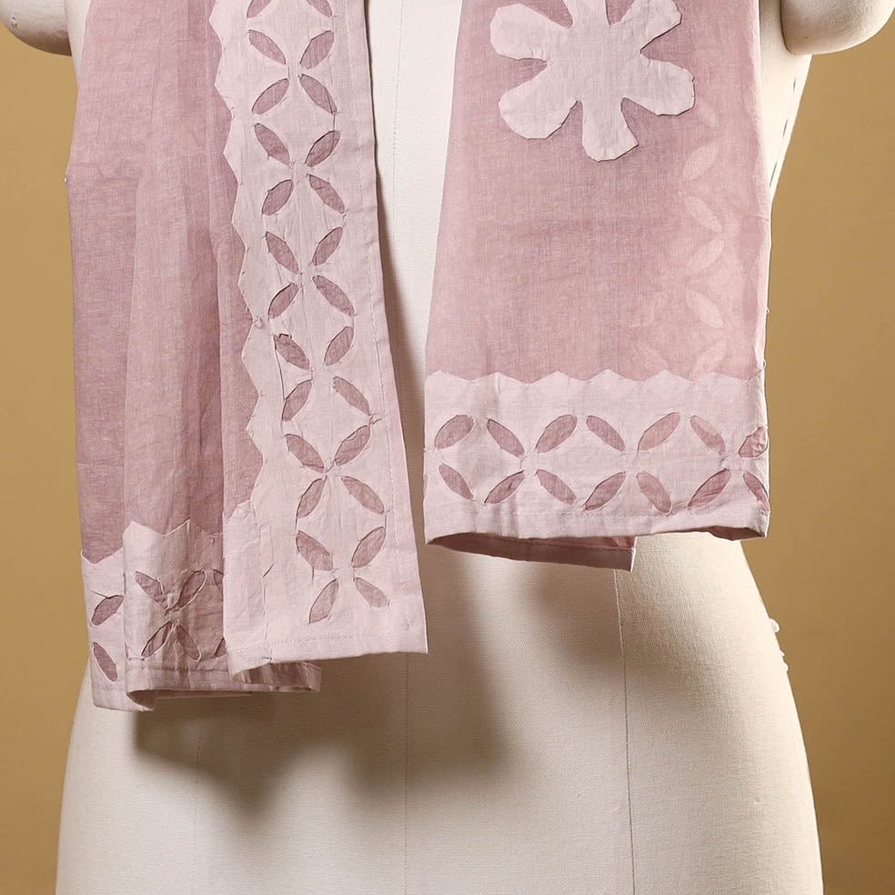 Cut Work Cotton Purple Barmer Applique Stole