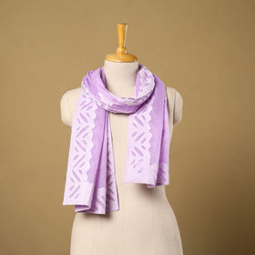 Purple Cut Work Cotton Peach Barmer Applique Stole