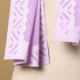 Purple Cut Work Cotton Peach Barmer Applique Stole