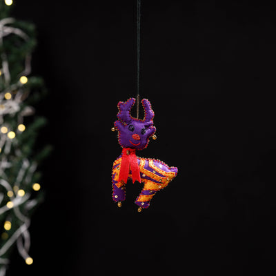 Purple - deer - hand embroidered felt christmas decor