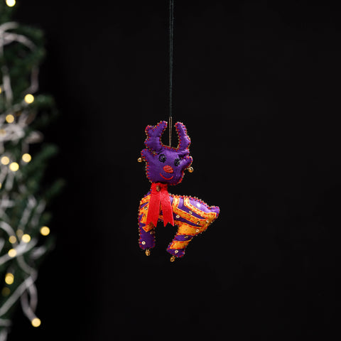 Purple - deer - hand embroidered felt christmas decor
