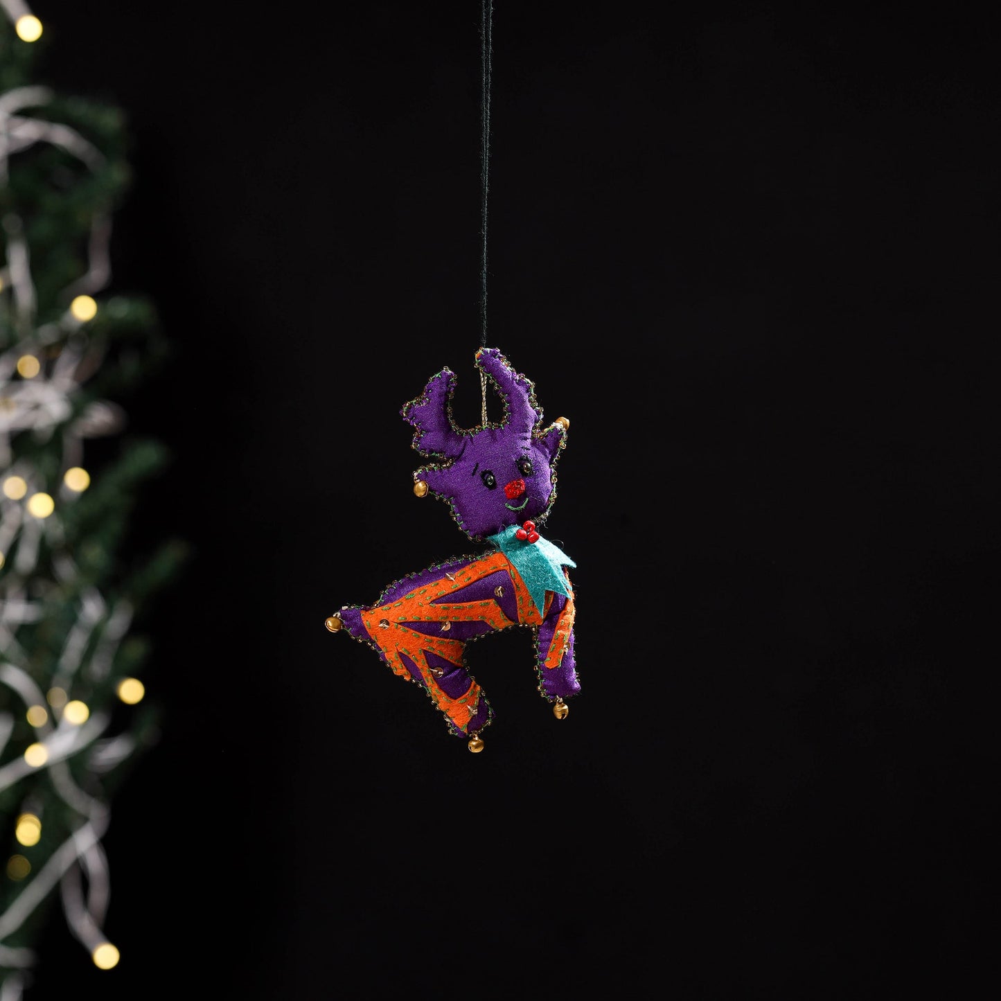 Purple - deer - hand embroidered felt christmas decor