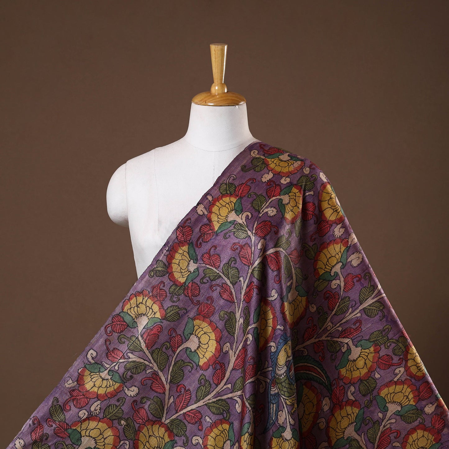 Purple - desi tussar silk handpainted srikalahasti pen