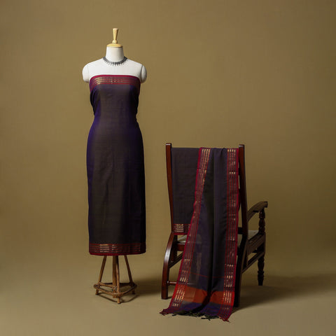 Dharwad cotton 3pc unstitched dress material with border 04