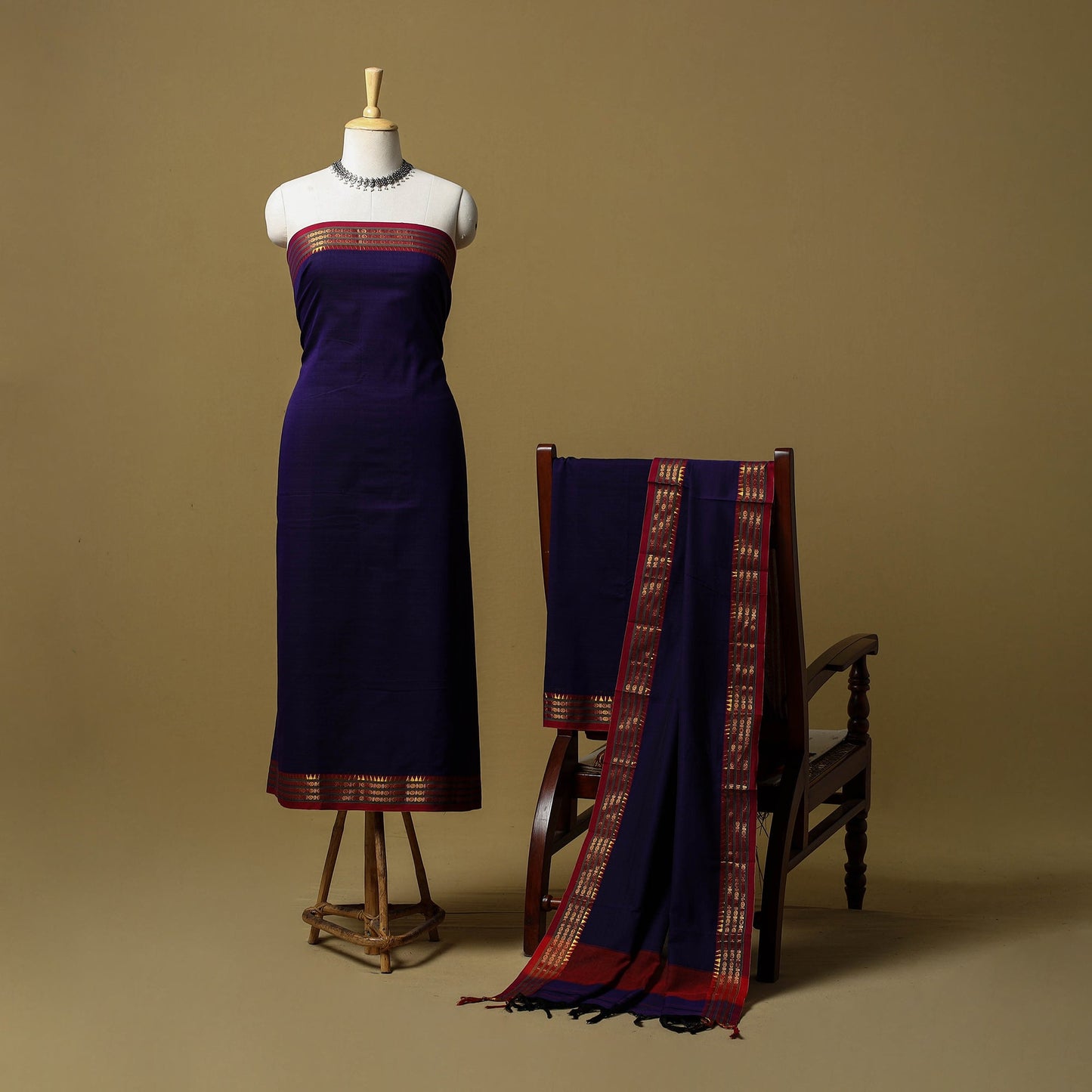 Dharwad cotton 3pc unstitched dress material with border 06