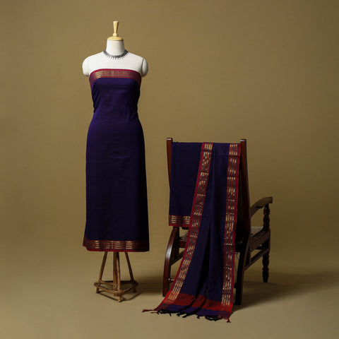 Dharwad cotton 3pc unstitched dress material with border 06