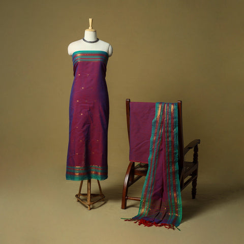 Dharwad cotton 3pc unstitched dress material with border