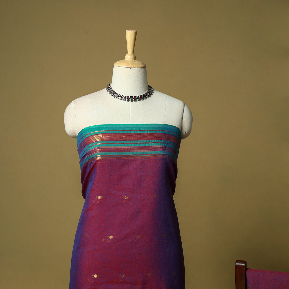 Dharwad cotton 3pc unstitched dress material with border