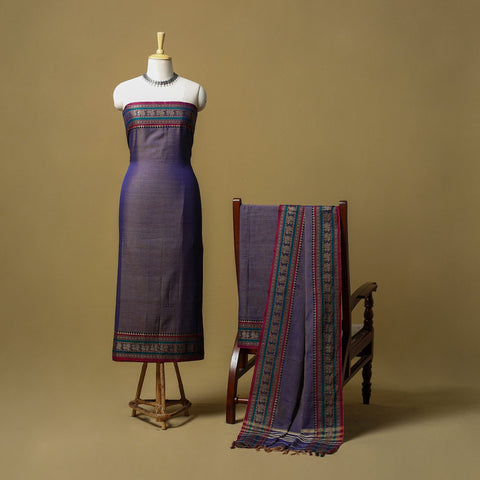 Dharwad cotton 3pc unstitched dress material with border 15