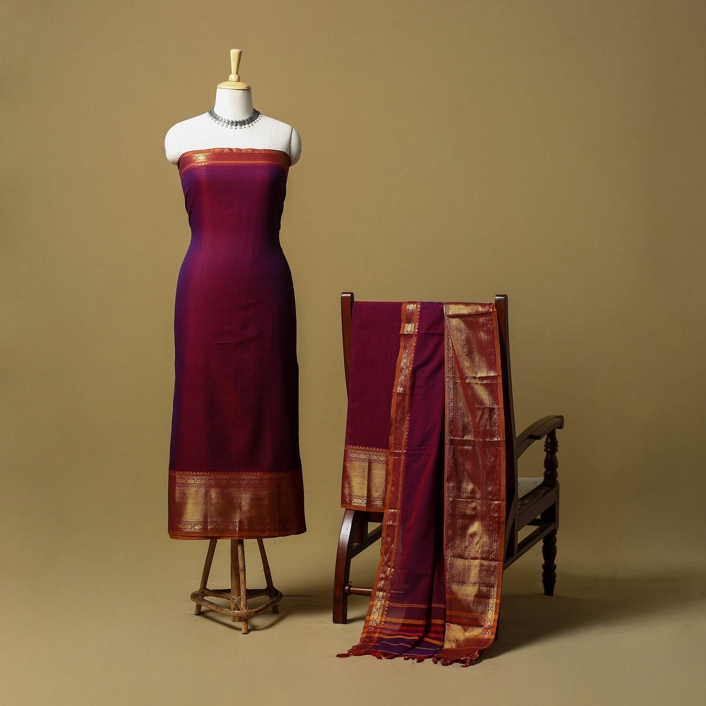 Dharwad cotton 3pc unstitched dress material with border 21