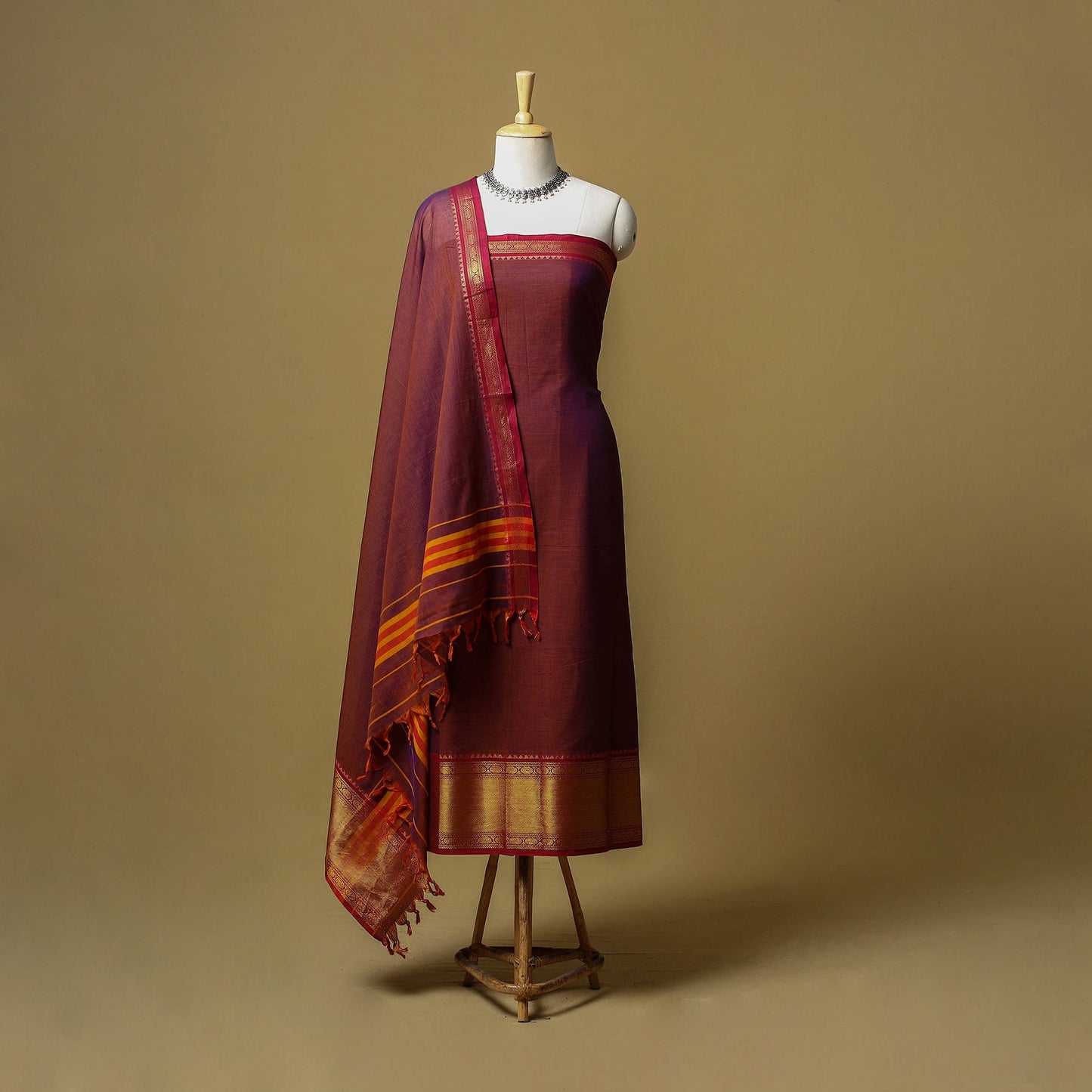 Dharwad cotton 3pc unstitched dress material with border 22