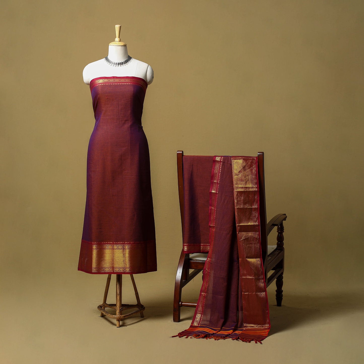 Dharwad cotton 3pc unstitched dress material with border 22